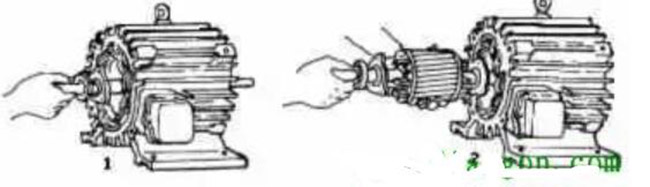 圖1-1-7小型電機轉(zhuǎn)子的拆卸 圖1-1-7小型電機轉(zhuǎn)子的拆卸